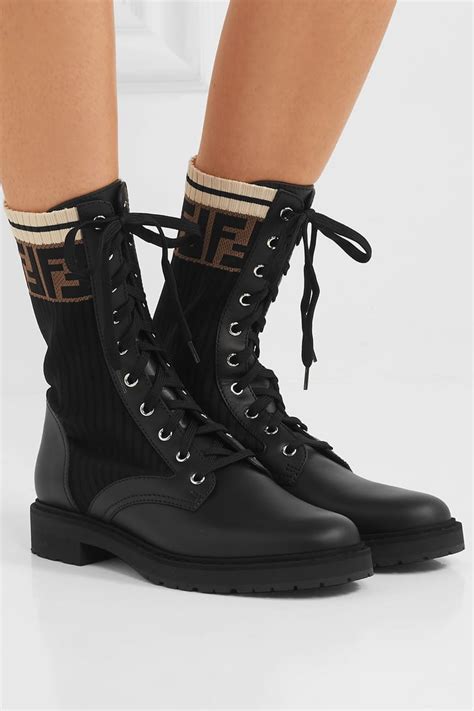 fendi stretch-knit and leather ankle boots|Fendi cowboy boots sale.